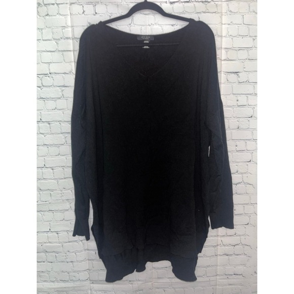 Love Ryan Los Angeles 3X Black V-Neck Long Sleeve Tunic Top Plus Size - Picture 1 of 2